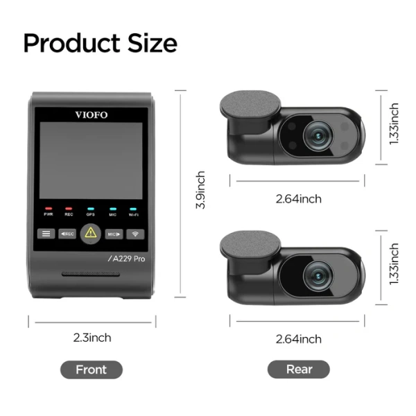 VIOFO A229 PRO 3CH 4K+2K+1080P HDR 3 Channels Car Dash Camera - Image 5