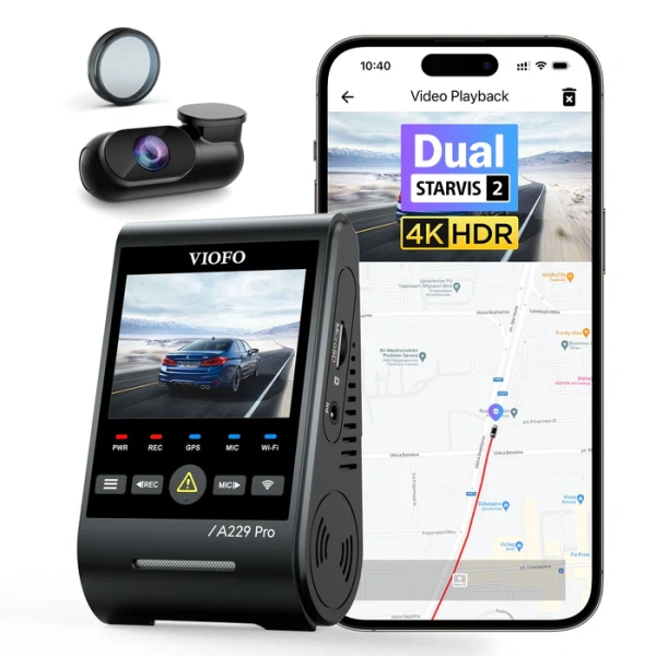 VIOFO A229 PRO 2CH Front and Rear 4K+2K HDR Dual Dash Cam
