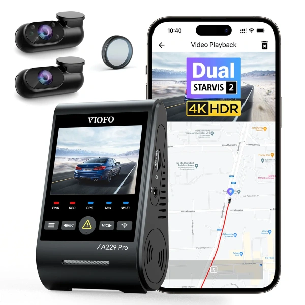 VIOFO A229 PRO 3CH 4K+2K+1080P HDR 3 Channels Car Dash Camera