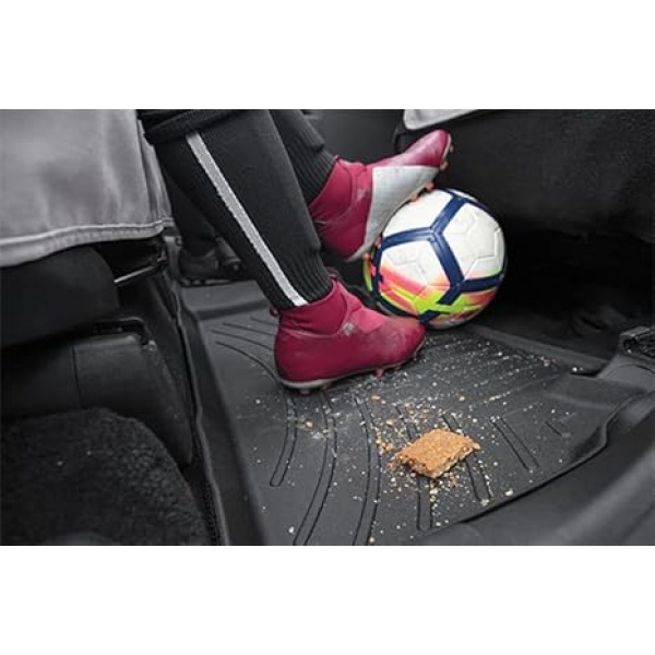 WeatherTech Custom Fit FloorLiners for Ford F-150 (SuperCrew, Bucket Seats), F-150 Lightning, F-150 Raptor - 1st & 2nd Row (44697-1-6) W/Fold Flat Storage, Black - Image 4