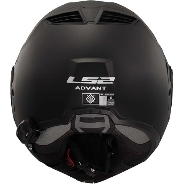 LS2 Helmets Advant Modular Helmet with Integrated Cardo 4X Bluetooth (Noir Matte Black - Medium) - Image 4