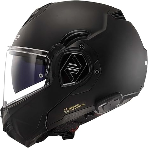 LS2 Helmets Advant Modular Helmet with Integrated Cardo 4X Bluetooth (Noir Matte Black - Medium) - Image 2