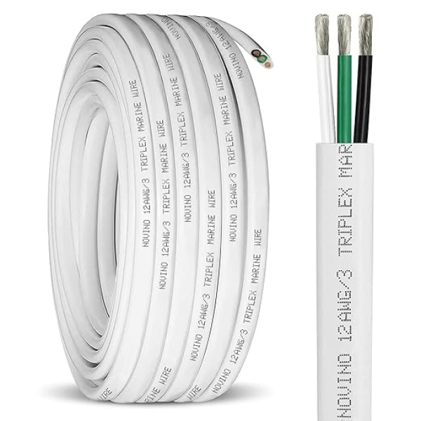 12 Gauge Marine Wire Triplex Tinned Copper Boat Cable,12 AWG Marine Wire 12/3 Marine Grade Wire 12 Gauge OFC Oxygen Free Copper Wire for Automotive RV Boat Speaker Solar Outdoor 12/3 Marine Wire- 50ft