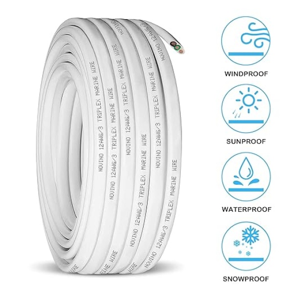 12 Gauge Marine Wire Triplex Tinned Copper Boat Cable,12 AWG Marine Wire 12/3 Marine Grade Wire 12 Gauge OFC Oxygen Free Copper Wire for Automotive RV Boat Speaker Solar Outdoor 12/3 Marine Wire- 50ft - Image 4