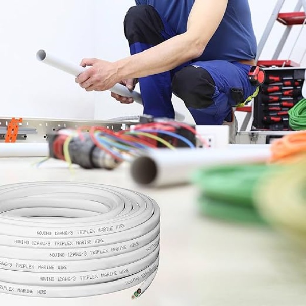 12 Gauge Marine Wire Triplex Tinned Copper Boat Cable,12 AWG Marine Wire 12/3 Marine Grade Wire 12 Gauge OFC Oxygen Free Copper Wire for Automotive RV Boat Speaker Solar Outdoor 12/3 Marine Wire- 50ft - Image 3