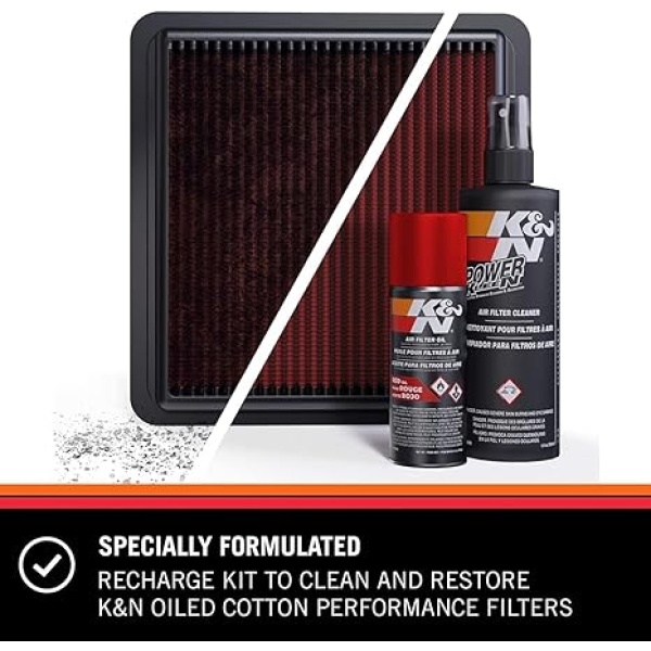 K&N Air Filter Cleaning Kit: Aerosol Filter Cleaner and Oil Kit; Restores Engine Air Filter Performance; Service Kit-99-5000, Multi - Image 4