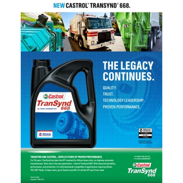 Castrol TranSynd 668 Full-Synthetic Automatic Transmission Fluid, 5 Gallon Pail - Image 3