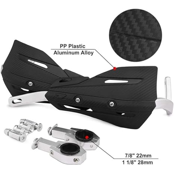 JFG RACING Dirt Bike Handguards,Motorcycle 7/8'' and 1 1/8'' Hand Guards Aluminum Universal for Dirt Pit Bike MX Motocross Supermoto Racing ATV Quad KAYO - Black - Image 5