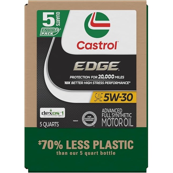 Castrol Edge 5W-30 Advanced Full Synthetic Motor Oil, 5 Quarts, Eco Pack - Image 2