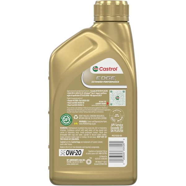 Castrol EDGE Extended Performance 0W-20 Advanced Full Synthetic Motor Oil, 1 Quart, Pack of 6 - Image 4
