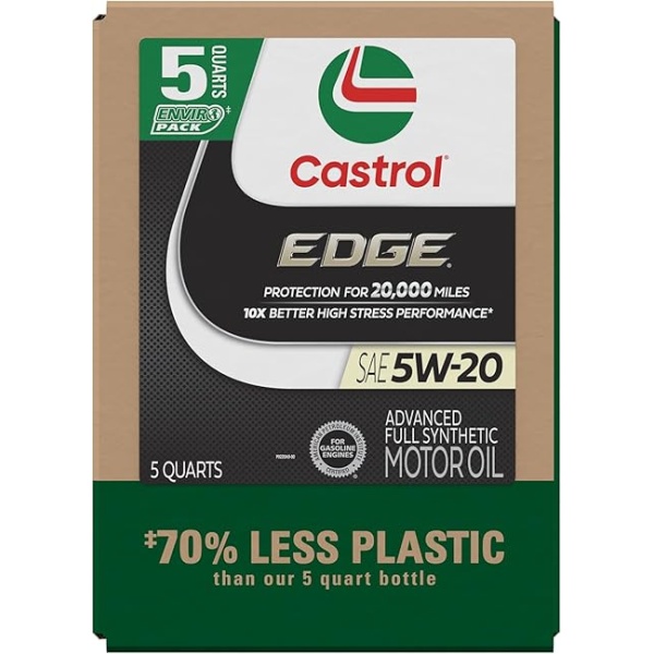 Castrol Edge 5W-20 Advanced Full Synthetic Motor Oil, 5 Quarts, Eco Pack - Image 2
