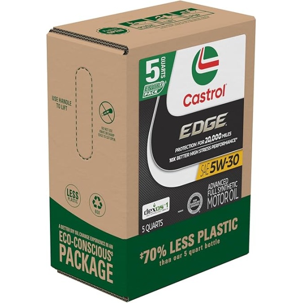 Castrol Edge 5W-30 Advanced Full Synthetic Motor Oil, 5 Quarts, Eco Pack