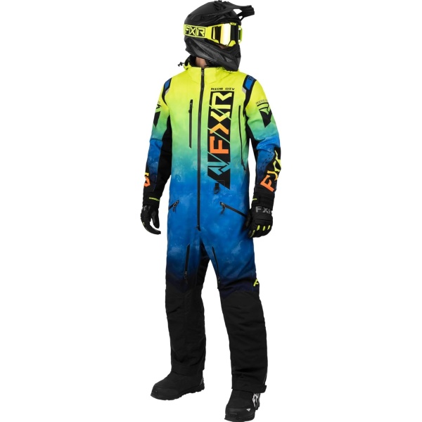 FXR Men's Helium Insulated Monosuit 2025 (Blue/Hi-Vis Fade/Inferno)