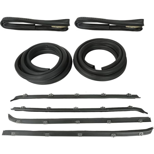Front Door Window Molding Rubber Felt Trim Seal Weatherstrip Kit Compatible with 1973-1991 Chevy C10 C20 C30 K10 K20 K30 R1500 R2500 R3500 GMC Suburban C1500 C2500 C3500 K1500 K2500 K3500