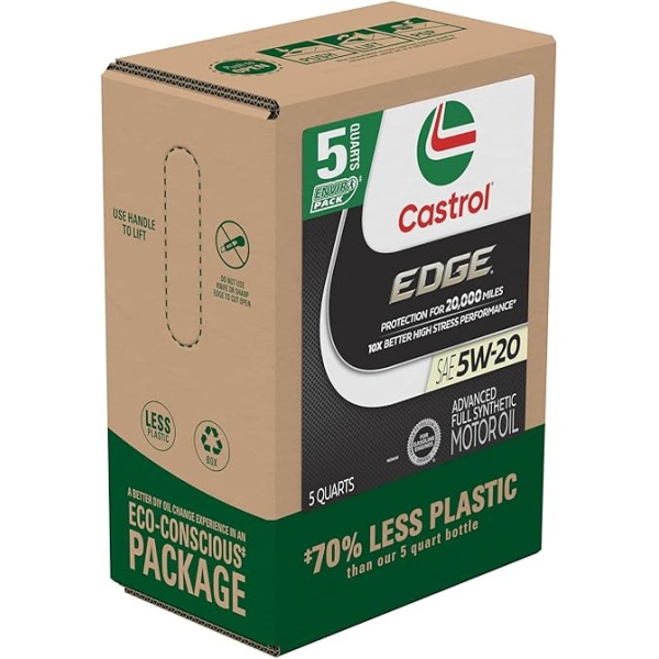 Castrol Edge 5W-20 Advanced Full Synthetic Motor Oil, 5 Quarts, Eco Pack