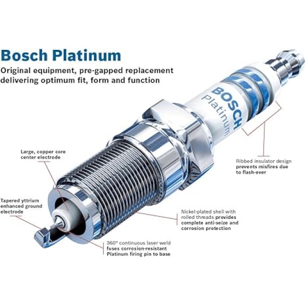 BOSCH 6702 OE Fine Wire Platinum Spark Plug - Pack of 4 - Image 2