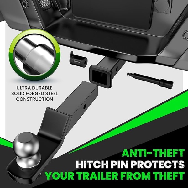 Rhino USA Trailer Hitch Pin - Patented 5/8" Locking Receiver Hitch Pins for Class III IV Hitches - Weatherproof Anti-Theft Lockable Pin with Dust, Mud & Gunk Protection - Used to Tow Truck, Boat, Bike 2 IN - Image 3