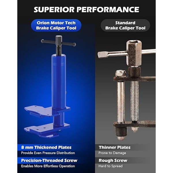 Orion Motor Tech Caliper Piston Compressor Tool, Universal Brake Caliper Tool for Multi Piston Brake Pad Spreader, Heavy Duty Brake Caliper Spreader Tool with Magnetic Expansion Plates & Hanger Hooks - Image 4