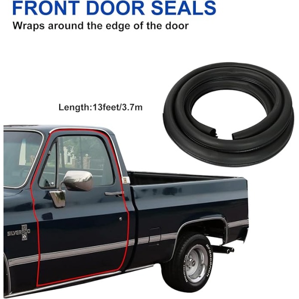 Front Door Window Molding Rubber Felt Trim Seal Weatherstrip Kit Compatible with 1973-1991 Chevy C10 C20 C30 K10 K20 K30 R1500 R2500 R3500 GMC Suburban C1500 C2500 C3500 K1500 K2500 K3500 - Image 4