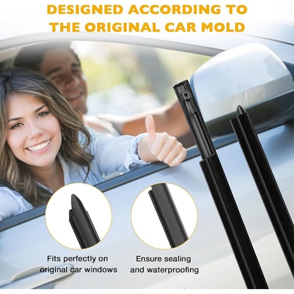 Weatherstrip Window Moulding Trim Seal Belt Kit Compatible with Dodge Ram 1500 2500 3500 4500 5500 Crew Cab 2009-2023, Weather Stripping Replace#55112376AH 55112377AH 55372138AH 55372139AH (4PCS) - Image 5
