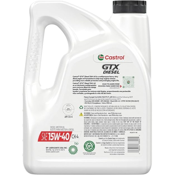 Castrol GTX CK-4 Conventional Diesel Motor Oil, 15W-40, 1 Gallon, Pack of 3 - Image 5