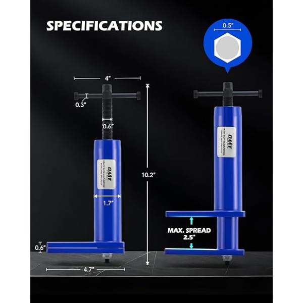 Orion Motor Tech Brake Pad Spreader, Universal Caliper Piston Compressor Tool with 2 Hanger Hooks for Multi-Piston Brake Caliper Compressor, Heavy Duty Disc Brake Caliper Tool Set - Image 5