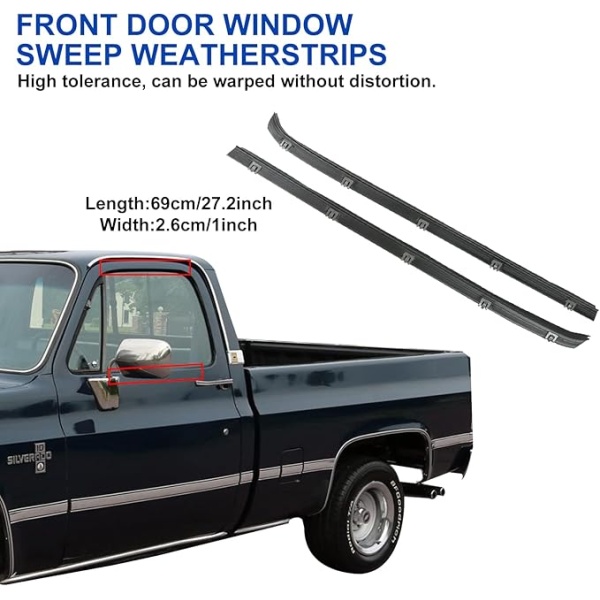 Front Door Window Molding Rubber Felt Trim Seal Weatherstrip Kit Compatible with 1973-1991 Chevy C10 C20 C30 K10 K20 K30 R1500 R2500 R3500 GMC Suburban C1500 C2500 C3500 K1500 K2500 K3500 - Image 5