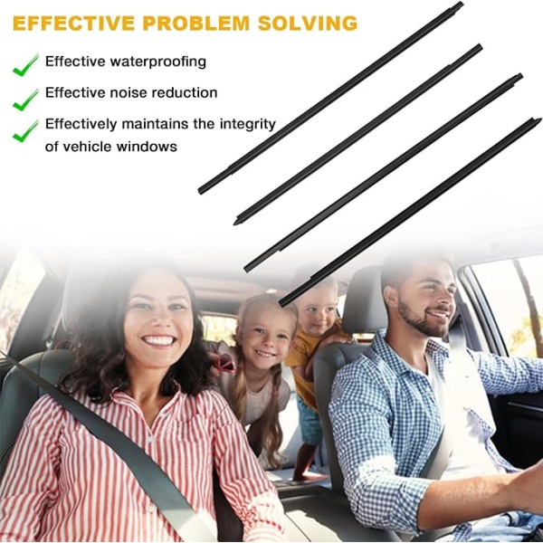 Weatherstrip Window Moulding Trim Seal Belt Kit Compatible with Dodge Ram 1500 2500 3500 4500 5500 Crew Cab 2009-2023, Weather Stripping Replace#55112376AH 55112377AH 55372138AH 55372139AH (4PCS) - Image 4