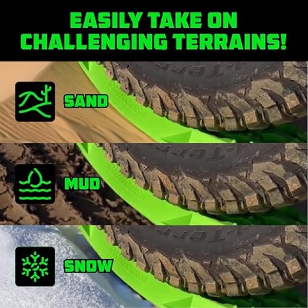 Rhino USA Recovery Traction Boards (Green) - Ultimate Offroad Tracks Board for 4x4 Vehicles - Best Off-Road Accessories for Sand, Mud & Snow - Heavy Duty Zipper Carry Bag Included - Image 2