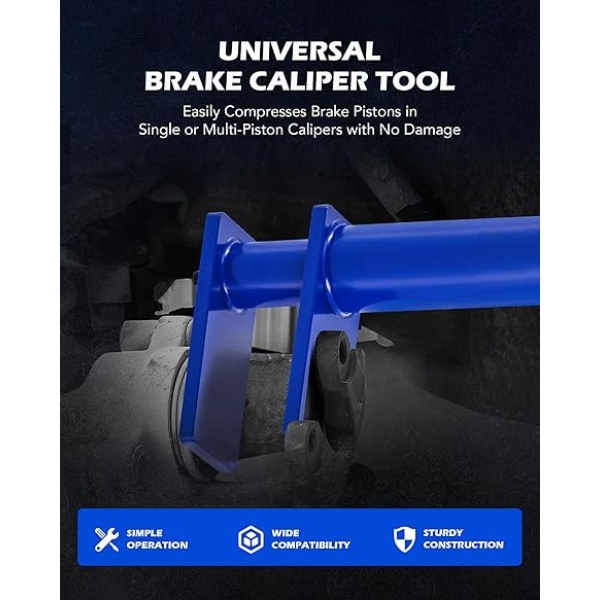 Orion Motor Tech Brake Pad Spreader, Universal Caliper Piston Compressor Tool with 2 Hanger Hooks for Multi-Piston Brake Caliper Compressor, Heavy Duty Disc Brake Caliper Tool Set - Image 4