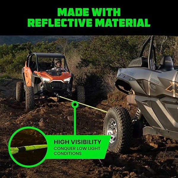 Rhino USA Kinetic Recovery Tow Rope Heavy Duty Offroad Snatch Strap for UTV, ATV, Truck, Car, Tractor - Ultimate Elastic Straps Towing Gear - Backed for Life! (Green., 5/8" x 20') - Image 5