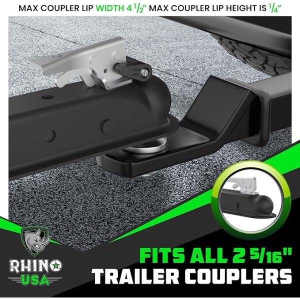 Rhino USA Trailer Hitch Coupler Lock Kit (for 2-5/16" Trailers) Heavy Duty Anti-Theft Tongue Locks for Boat, RV, Travel Trailers & More - Reinforced Solid Steel for Ultimate Peace of Mind! - Image 6