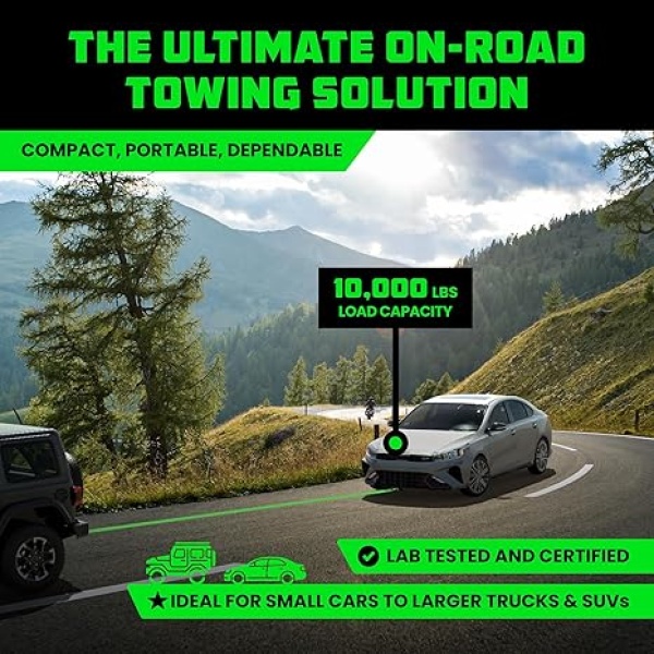 Rhino USA Tow Strap with Hooks (2 Inch x 20 Foot) Lab Tested 10,321lbs Break Strength - Heavy Duty Emergency Towing Straps with Forged Steel Hooks for Roadside Recovery - Not for Off-Road Recoveries - Image 4