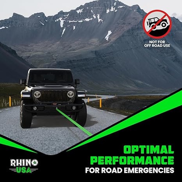 Rhino USA Tow Strap with Hooks (2 Inch x 20 Foot) Lab Tested 10,321lbs Break Strength - Heavy Duty Emergency Towing Straps with Forged Steel Hooks for Roadside Recovery - Not for Off-Road Recoveries - Image 7