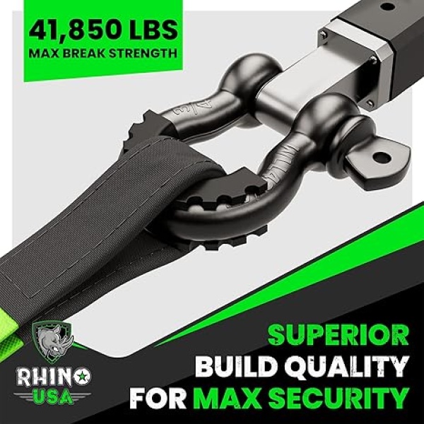Rhino USA D Ring Shackles (2-Pack) - 41,850lb Break Strength – Heavy Duty 3/4" Clevis Shackle with 7/8 Pin for Towing & Off-Road Use - Pairs with Tow Strap for Vehicle Recovery (Black) - Image 2