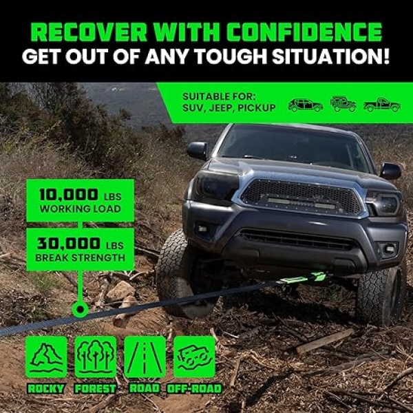 Rhino USA Recovery Tow Strap (3" x 20') - 31,518lb Break Strength - Emergency Recovery Strap Tow Rope for Truck, UTV, ATV & More - Heavy Duty Towing Strap for Offroad 4x4 Use - Compatible with Jeep - Image 5